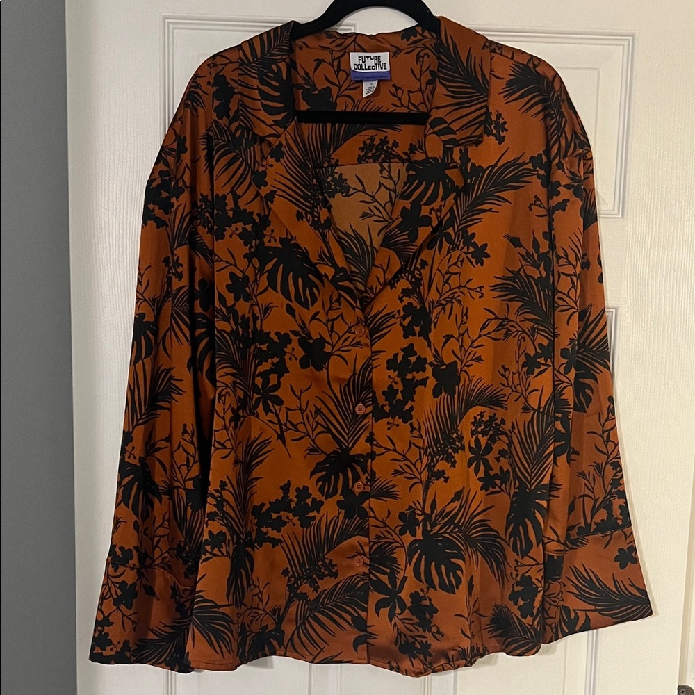 Elegant Black Floral Button Down Shirt